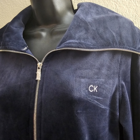Calvin Klein Velour Zip Up Track Jacket - Picture 3 of 8